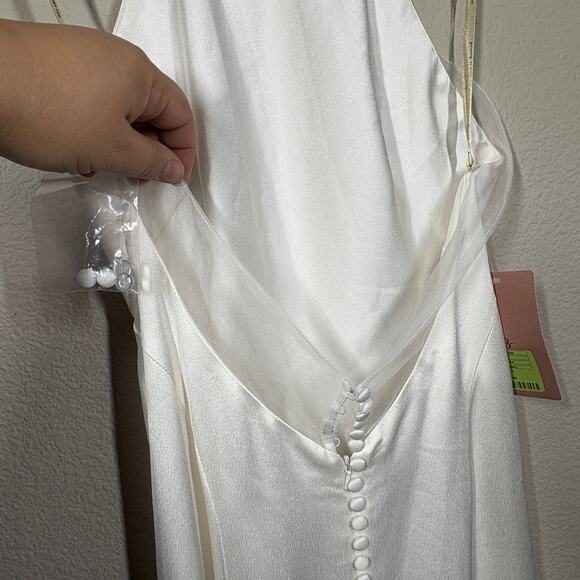 Jenny by Jenny Yoo Size 8 Harlyn Wedding Dress Gown White Lace Maxi Halter Train - Picture 13 of 16